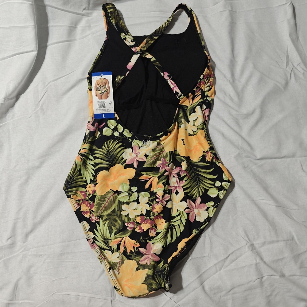 Hurley Women's One-Piece UPF 50+ Stretch Swimsuit, Orange Waikiki Wonder Large - Picture 8 of 10
